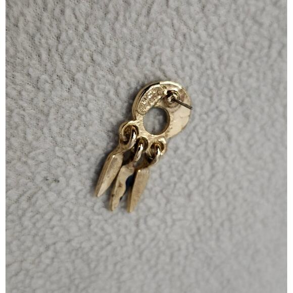 Vintage Gold Tone Swirl Dream Catcher Earrings Acrylic Maroon Dangle - Picture 5 of 8